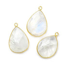 21x16mm Vermeil bezel Rainbow Moonstone Faceted Pear Pendant 1 focal bead - The Bead Traders