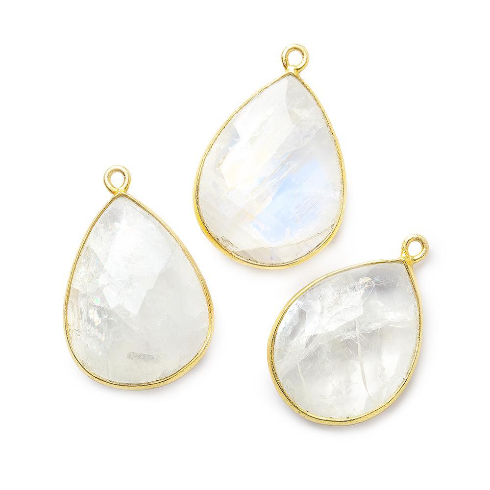 21x16mm Vermeil bezel Rainbow Moonstone Faceted Pear Pendant 1 focal bead - The Bead Traders