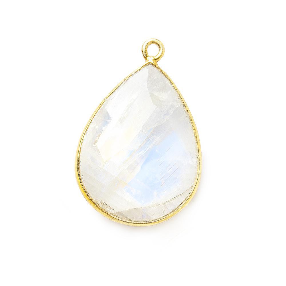 21x16mm Vermeil bezel Rainbow Moonstone Faceted Pear Pendant 1 focal bead - The Bead Traders