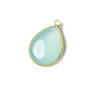 21x16mm Vermeil Bezel SeaBlue Chalcedony plain pear Pendant 1 focal bead - The Bead Traders