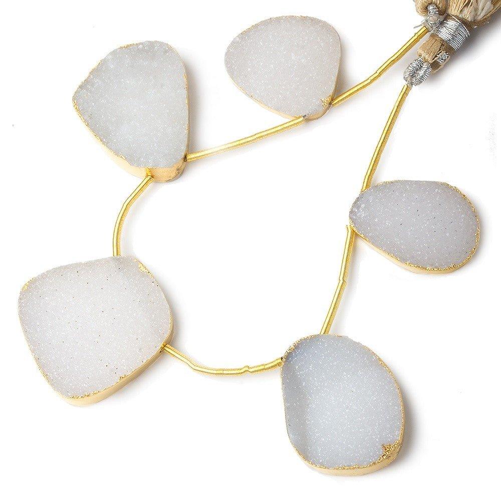 21x17-30x26mm Gold Leafed White Drusy freeform strand of 5 beads - The Bead Traders