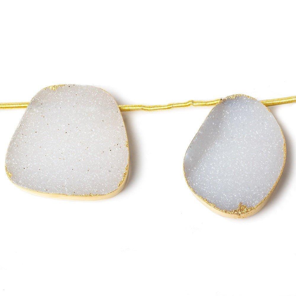 21x17-30x26mm Gold Leafed White Drusy freeform strand of 5 beads - The Bead Traders