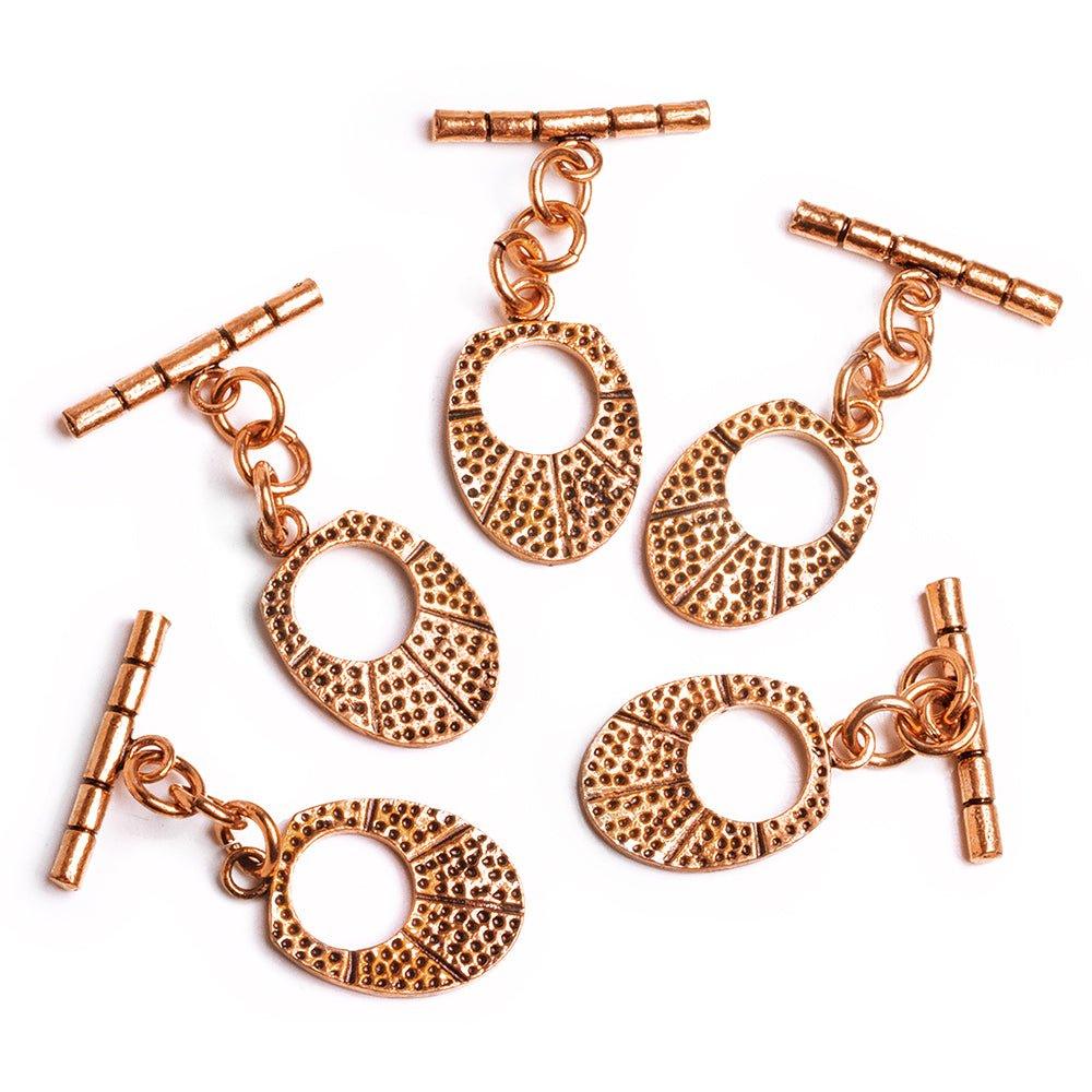 21x17mm Copper Divot Oval Toggle Set - The Bead Traders