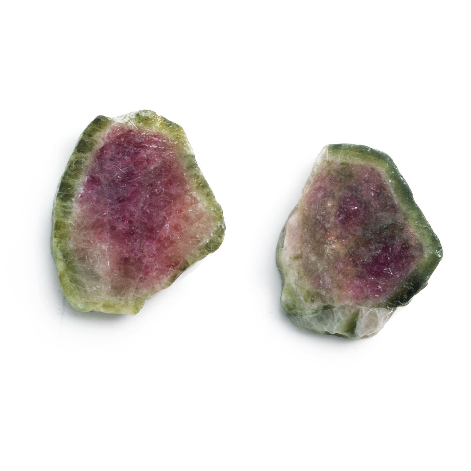 21x17mm Watermelon Tourmaline Slice Beads - Set of 2 - The Bead Traders