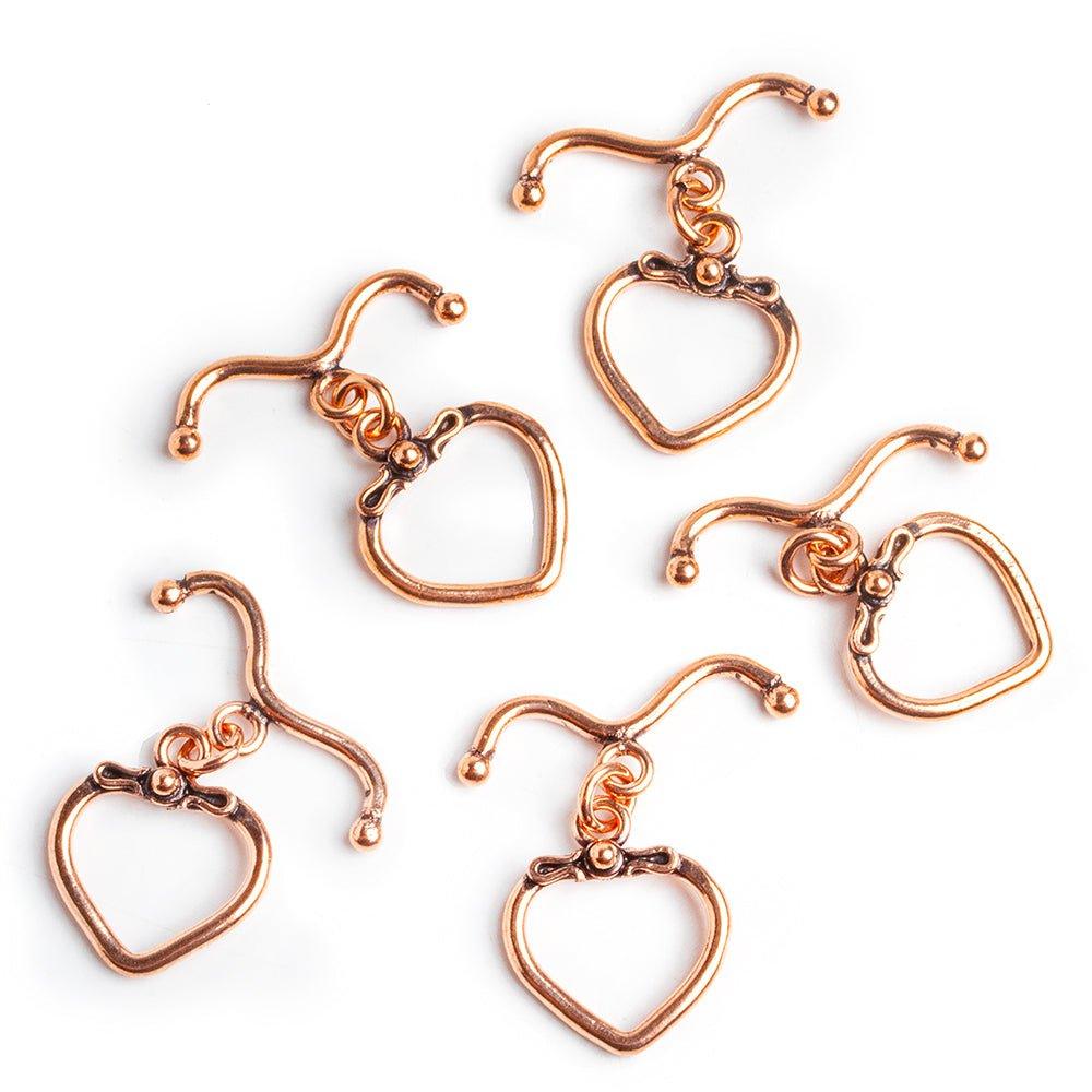 21x18mm Heart Copper Toggle Set of 5 pieces - The Bead Traders