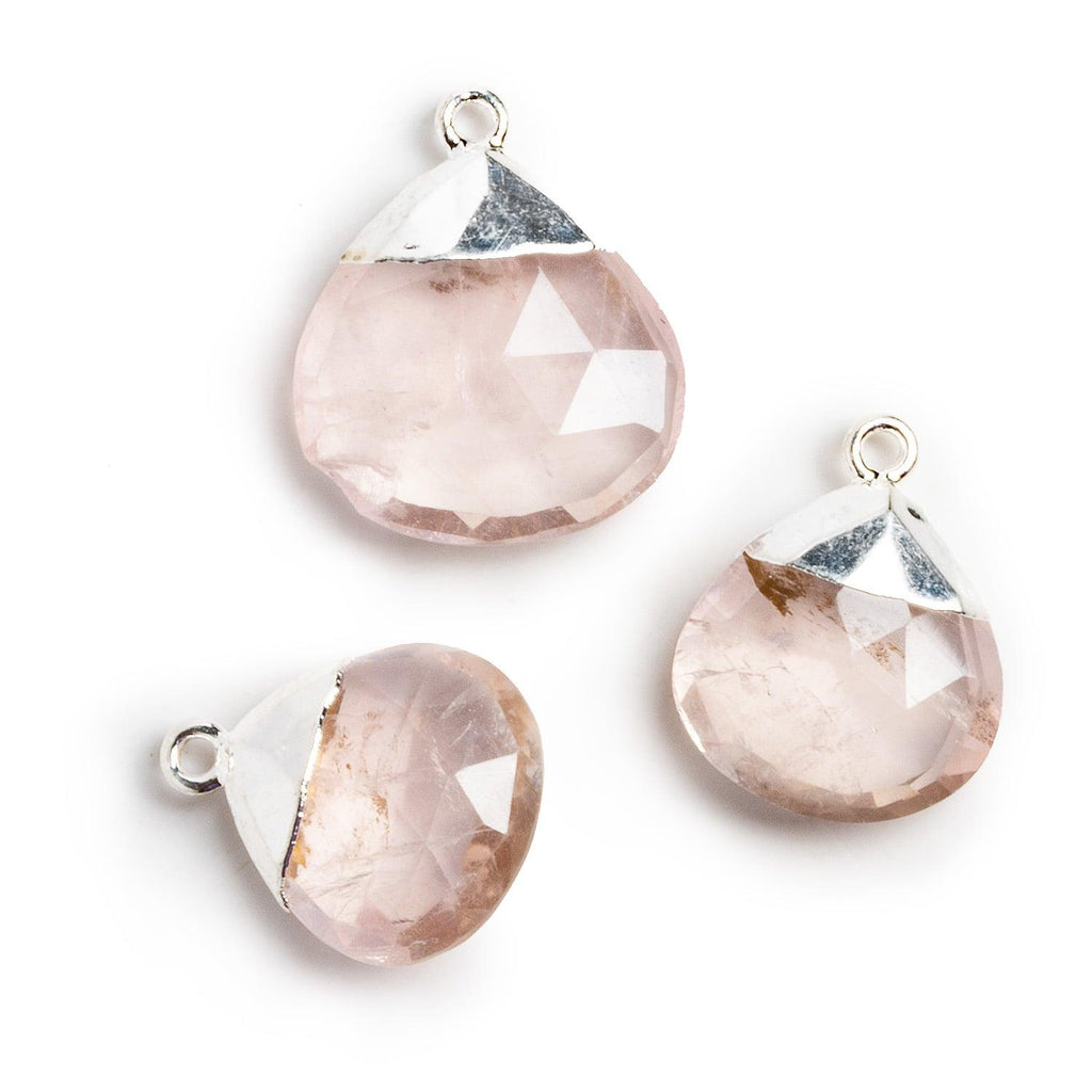 21x18mm Silver Leafed Rose Quartz Heart Pendant 1 Piece - The Bead Traders