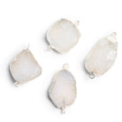 21x18mm Silver Leafed White Drusy Connectors - Lot of 4 - The Bead Traders