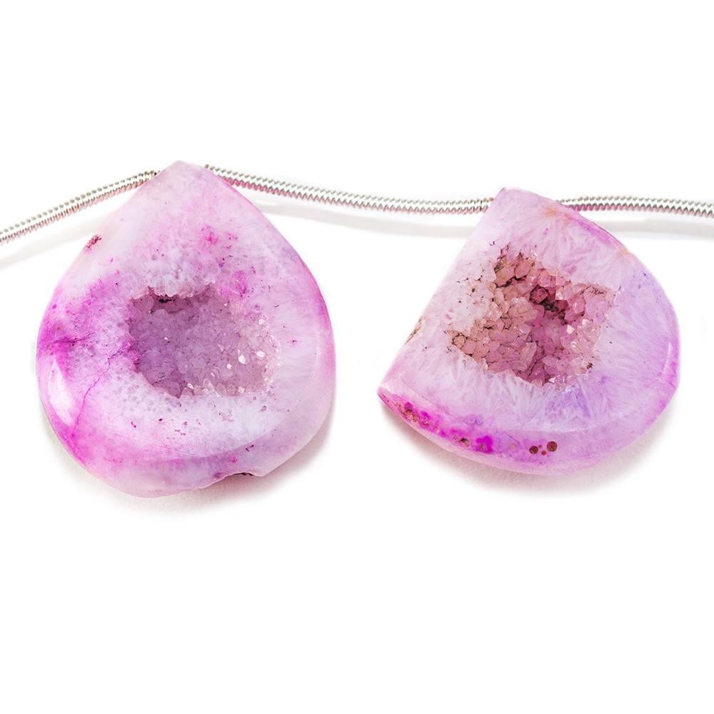 21x20-26x22mm Fuschia Pink Matte Agate Drusy Focal Bead Strand 7 pieces - The Bead Traders
