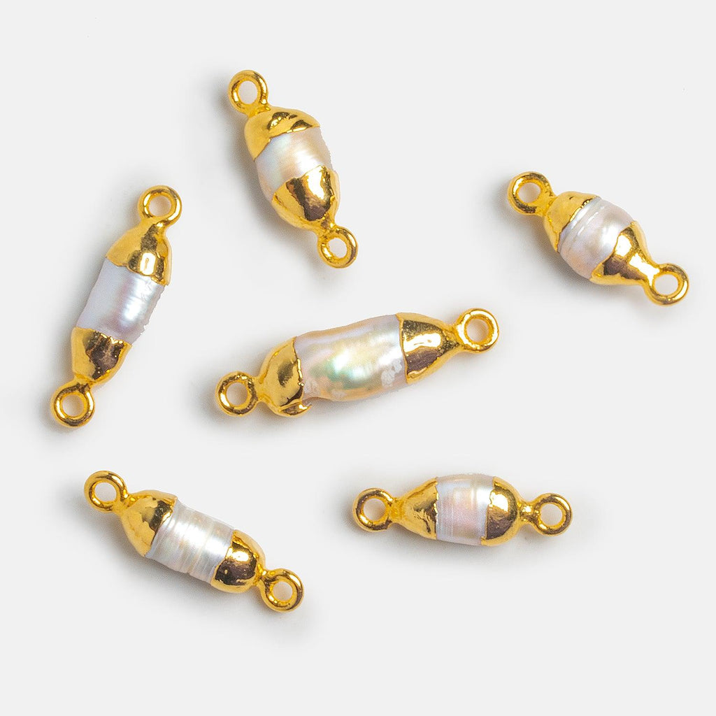 21x7mm Gold Leafed Baroque Pearl Connector 1 Piece - The Bead Traders