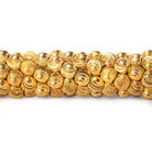 22kt Gold Plated Brass Bead Round Shiny with Curved Grooves 5x6m - The Bead Traders