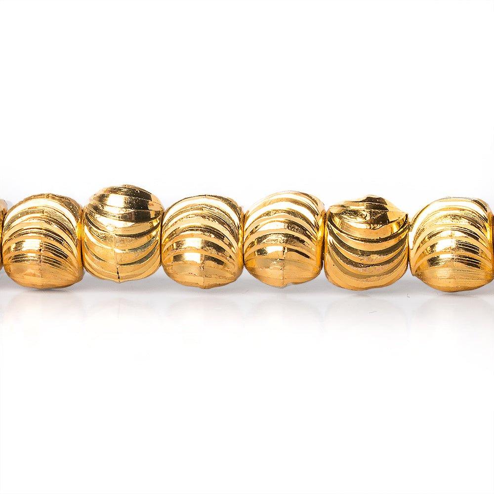 22kt Gold Plated Brass Beads 5mm Rounds Shiny with Curved Grooves - The Bead Traders