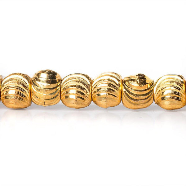 5mm 22kt Gold Plated Brass Wavy Groove Rounds 8 inch 41 beads