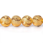 22kt Gold Plated Brass Round 10mm Stardust Bead Diamond Cut Waves, 8" length, 22 pcs - The Bead Traders