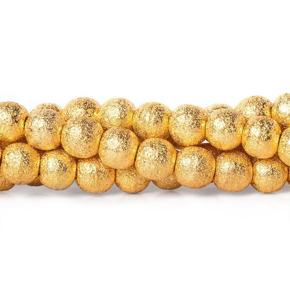 22kt Gold Plated Brass Round 6mm Stardust Bead, 8" length, 37 pcs - The Bead Traders
