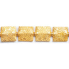 22kt Gold Plated Copper Embossed Heart Square Beads 8 inch 15 pieces - The Bead Traders