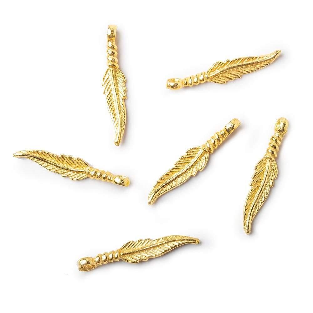 22kt Gold plated Feather Charms Set of 6 - The Bead Traders