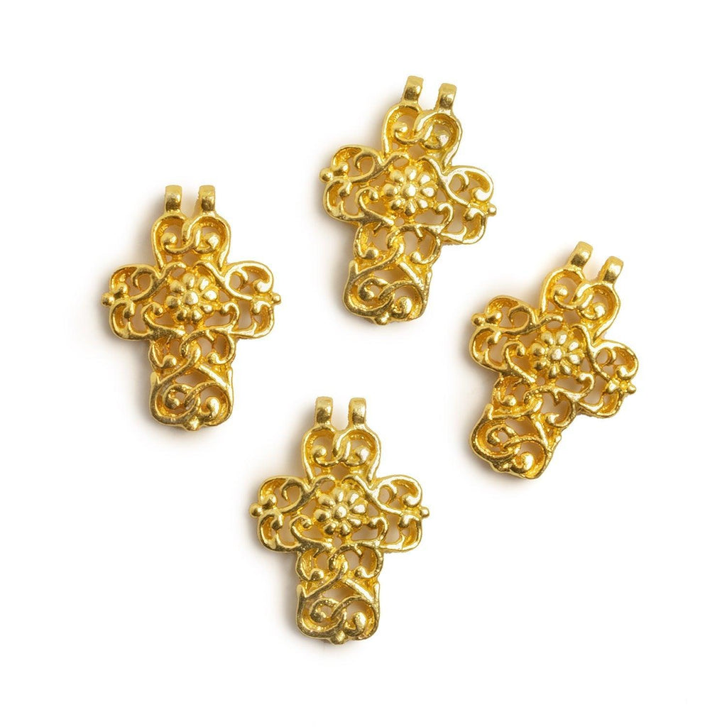 22kt Gold plated Filigree Cross Charm Set of 4 - The Bead Traders