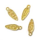 22kt Gold plated Pear Charm with Scrollwork Set of 4 - The Bead Traders