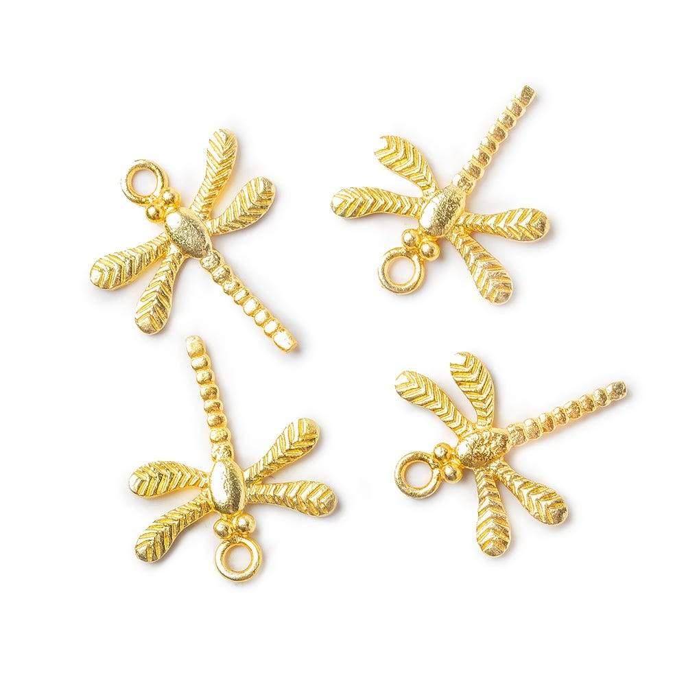22kt plated Copper Dragonfly Charm Finding Set of 4 - The Bead Traders
