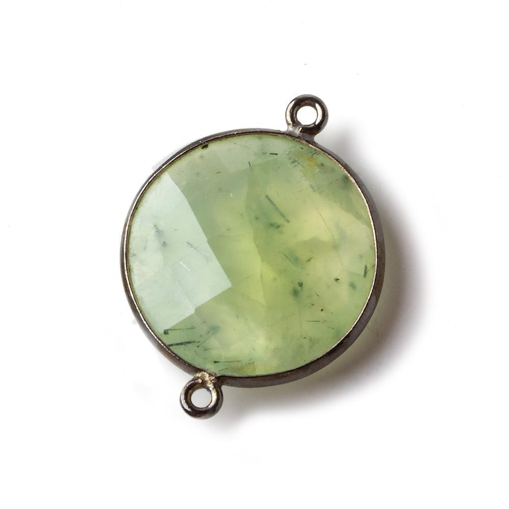 22mm Black Gold Bezeled Prehnite Coin Connector 1 piece - The Bead Traders
