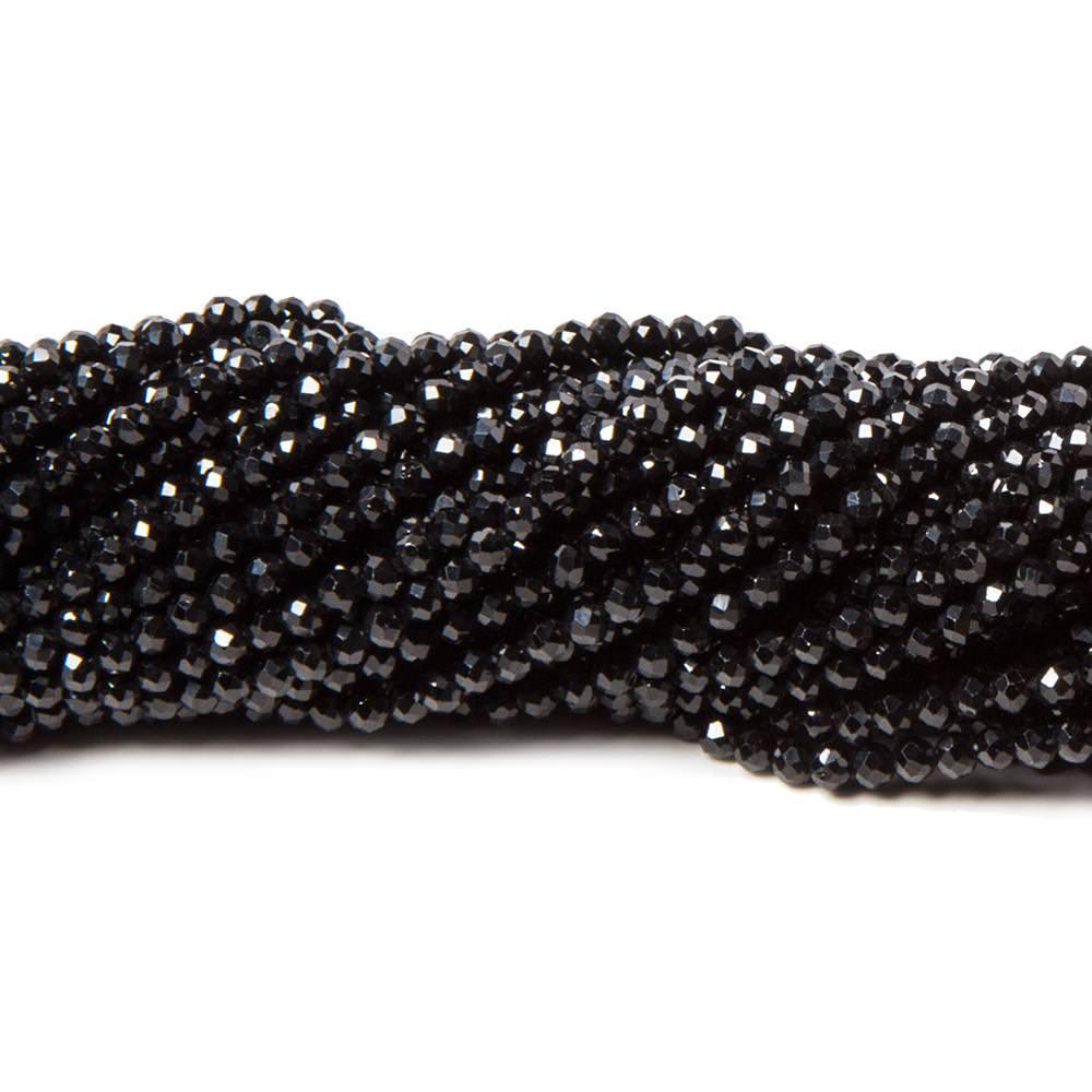 2.2mm Black Spinel micro-faceted rounds 13 inch 175 beads AAA - The Bead Traders