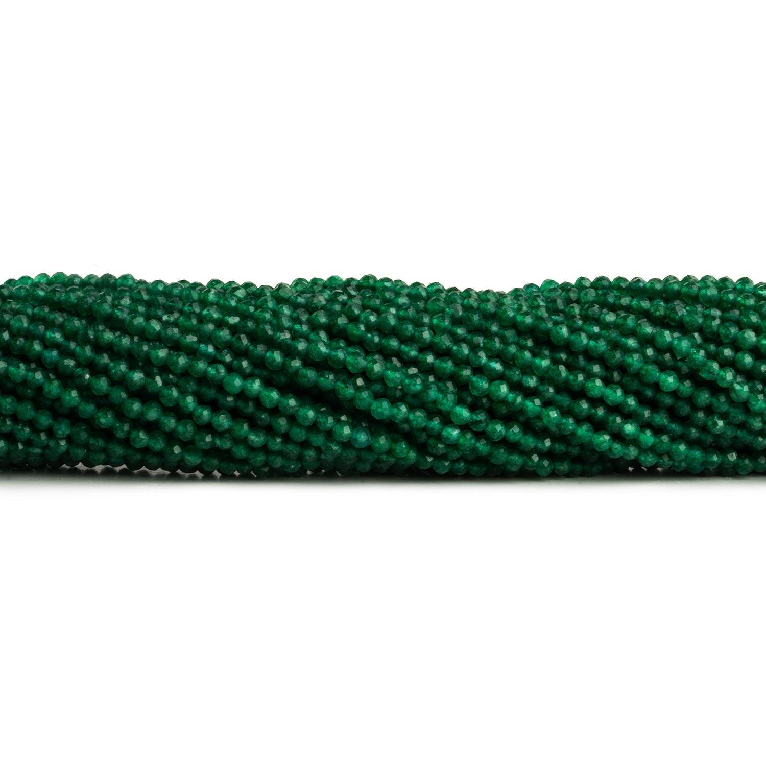 2.2mm Dark Green Quartz Microfaceted Rounds 12 inch 150 beads - The Bead Traders