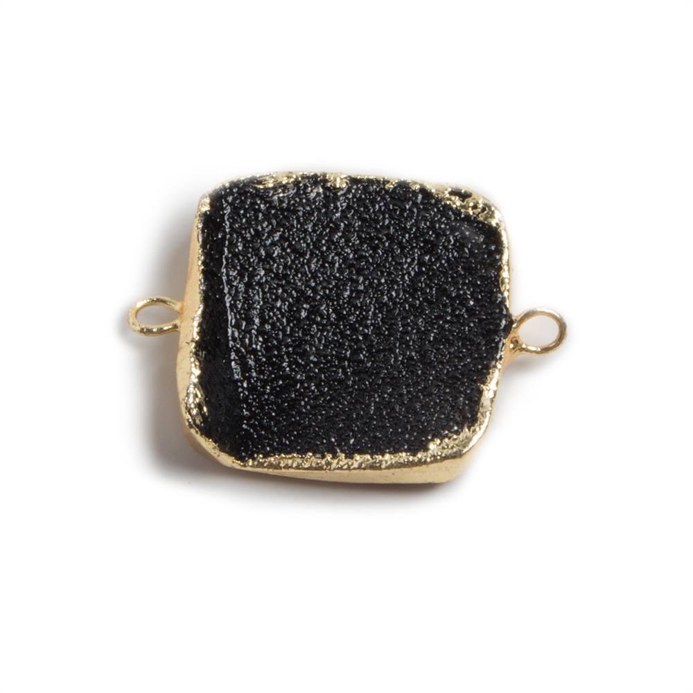 22mm Gold edged Black Square Drusy Connector 1 focal bead - The Bead Traders