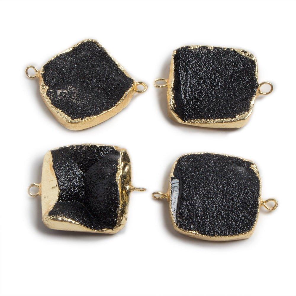 22mm Gold edged Black Square Drusy Connector 1 focal bead - The Bead Traders