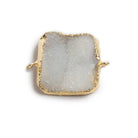 22mm Gold edged White Square Drusy Connector 1 focal bead - The Bead Traders