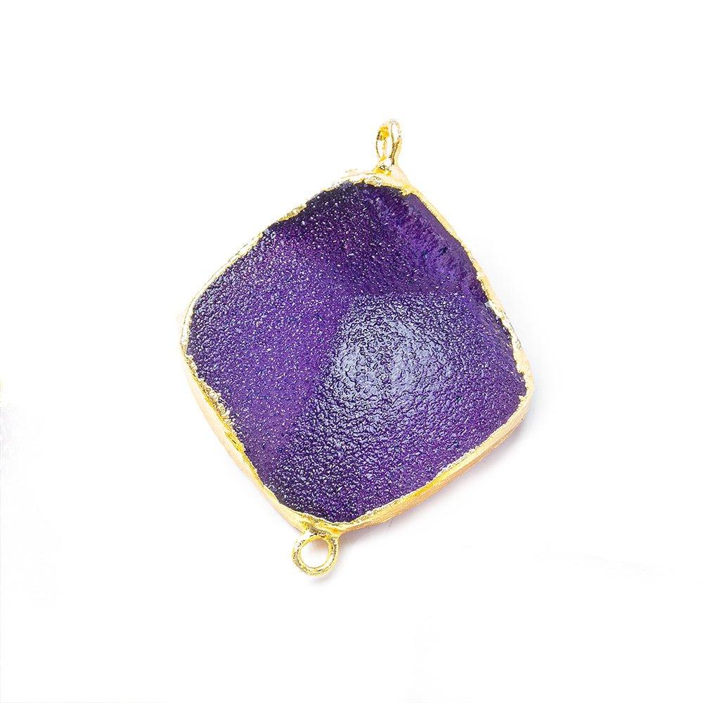 22mm Gold Leaf Grape Purple Drusy Square Corner Connector 1 bead - The Bead Traders