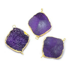 22mm Gold Leaf Grape Purple Drusy Square Corner Connector 1 bead - The Bead Traders