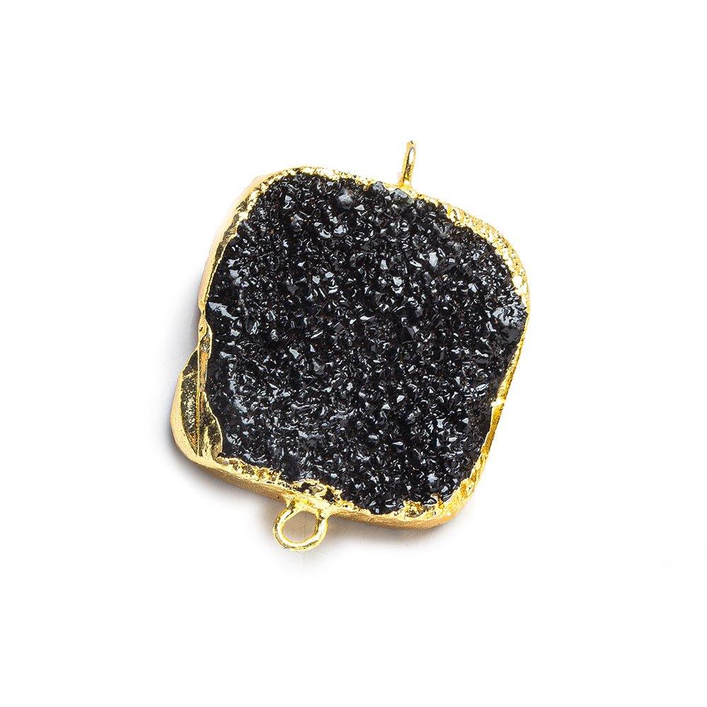 22mm Gold Leafed Black Drusy Square Connector Focal 1 bead - The Bead Traders