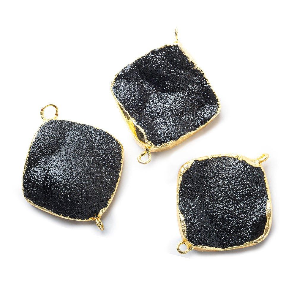 22mm Gold Leafed Black Drusy Square Corner Connector 1 bead - The Bead Traders