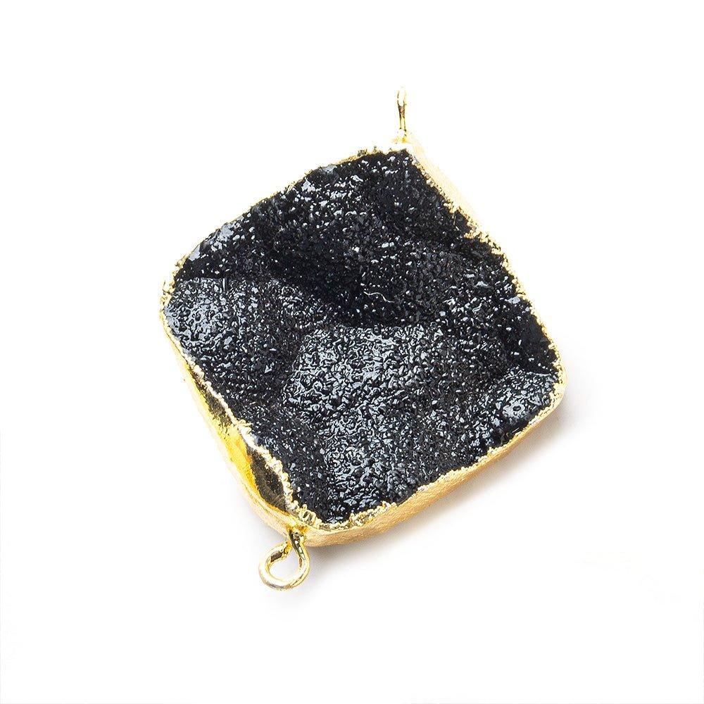 22mm Gold Leafed Black Drusy Square Corner Connector 1 bead - The Bead Traders