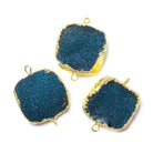 22mm Gold Leafed Dark Blue Drusy Square Connector Focal 1 bead - The Bead Traders