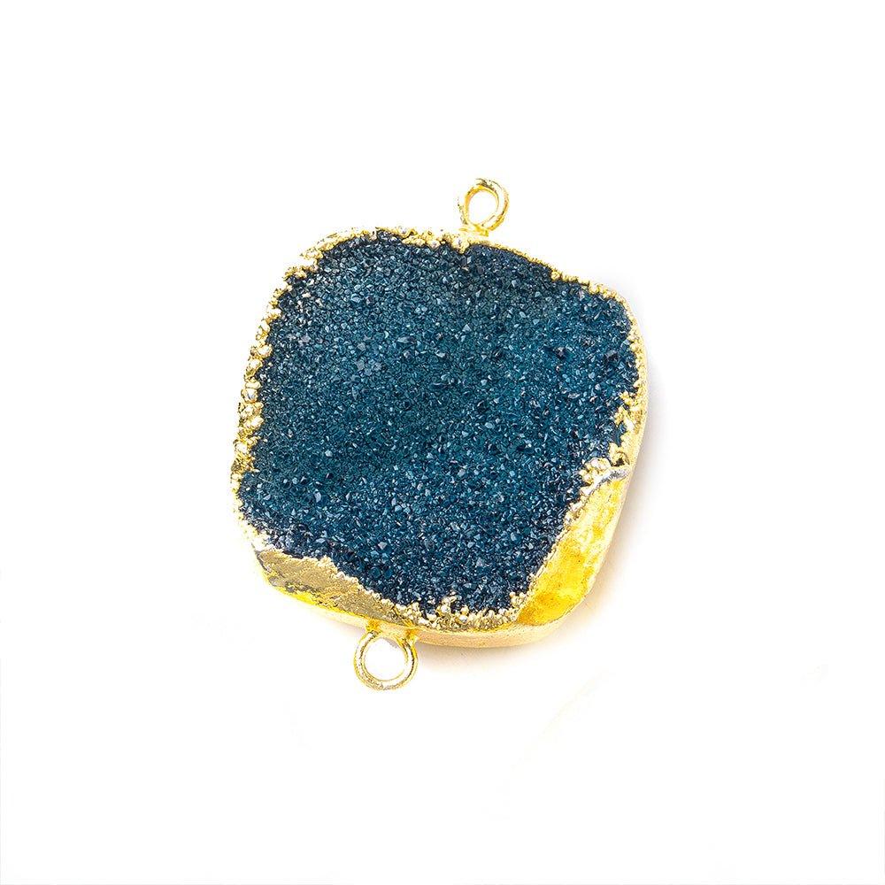 22mm Gold Leafed Dark Blue Drusy Square Connector Focal 1 bead - The Bead Traders