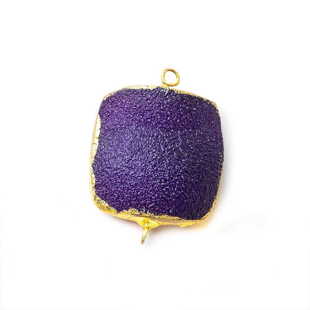 22mm Gold Leafed Grape Purple Drusy Square Connector Focal 1 bead - The Bead Traders