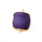 22mm Gold Leafed Grape Purple Drusy Square Connector Focal 1 bead - The Bead Traders