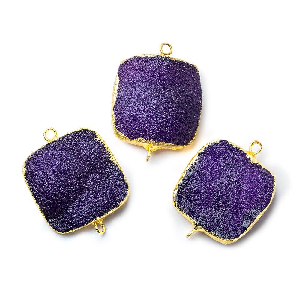 22mm Gold Leafed Grape Purple Drusy Square Connector Focal 1 bead - The Bead Traders