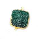22mm Gold Leafed Green Drusy Square Connector Focal 1 bead - The Bead Traders
