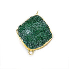 22mm Gold Leafed Green Drusy Square Corner Connector 1 bead - The Bead Traders
