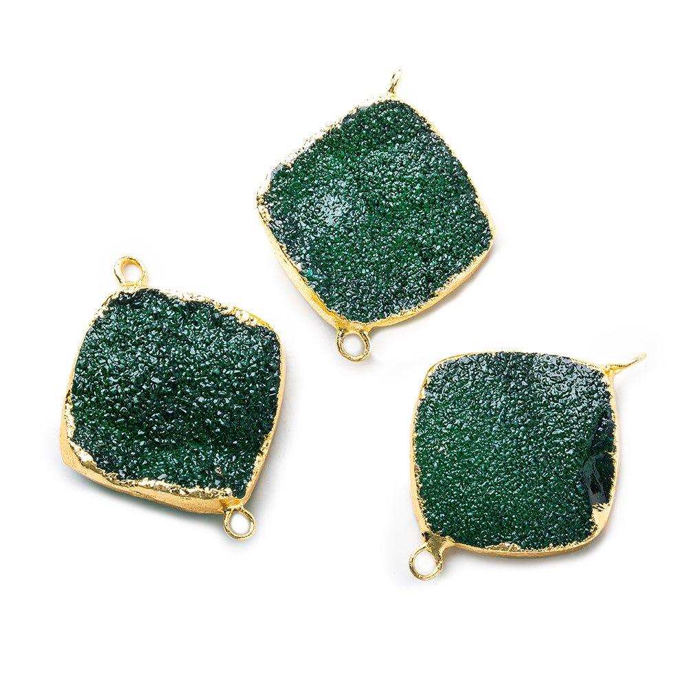 22mm Gold Leafed Green Drusy Square Corner Connector 1 bead - The Bead Traders