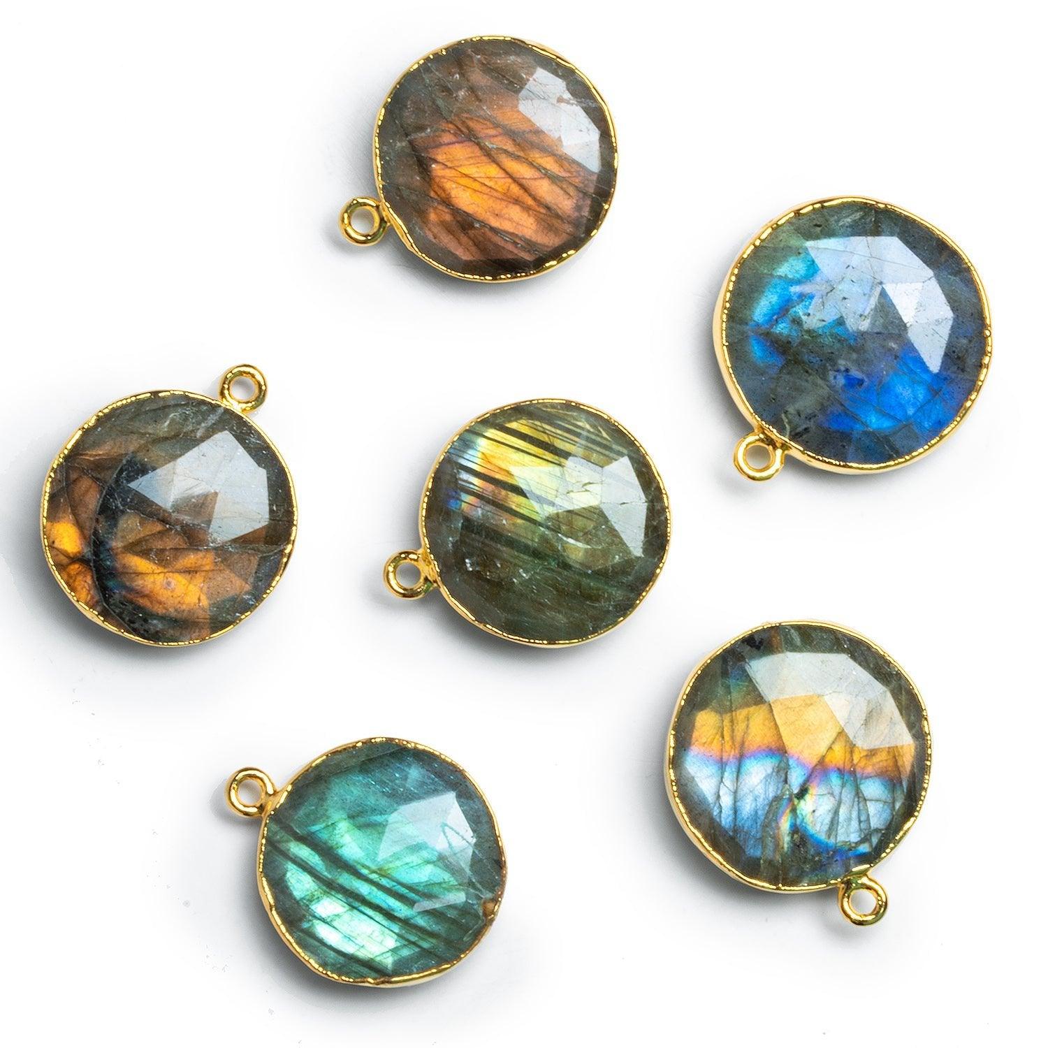 22mm Gold Leafed Labradorite Coin Pendant 1 Bead - The Bead Traders