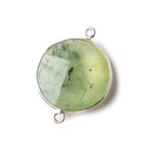 22mm Silver Bezeled Prehnite Coin Connector 1 piece - The Bead Traders