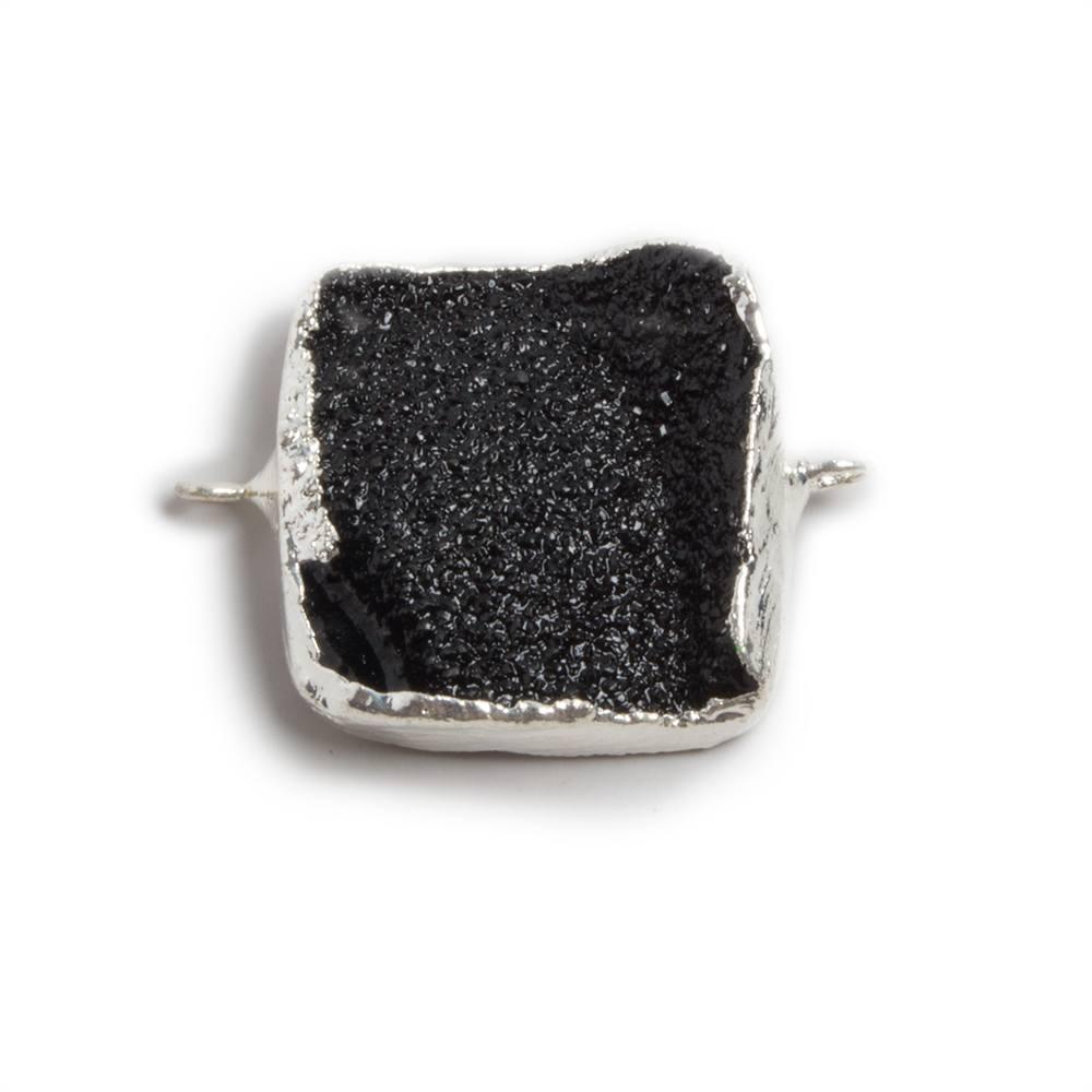 22mm Silver edged Black edged Square Drusy Connector 1 focal bead - The Bead Traders