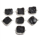 22mm Silver edged Black edged Square Drusy Connector 1 focal bead - The Bead Traders