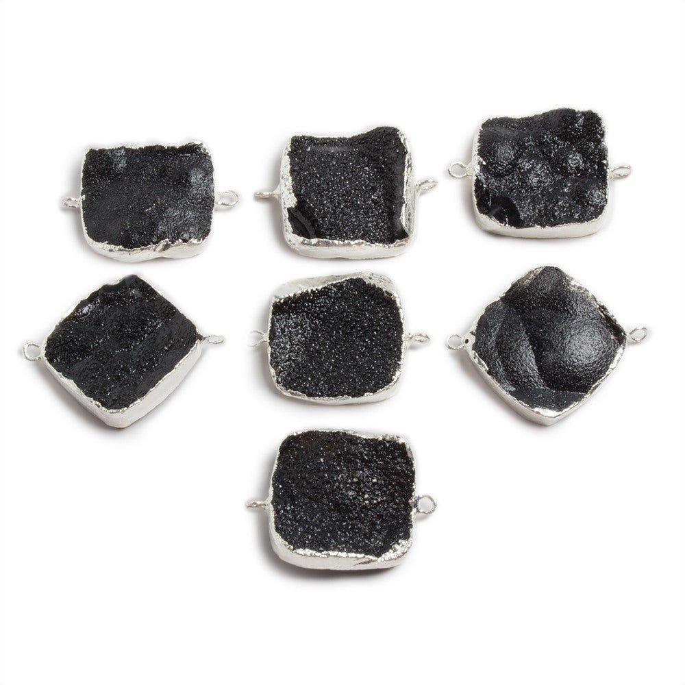 22mm Silver edged Black edged Square Drusy Connector 1 focal bead - The Bead Traders