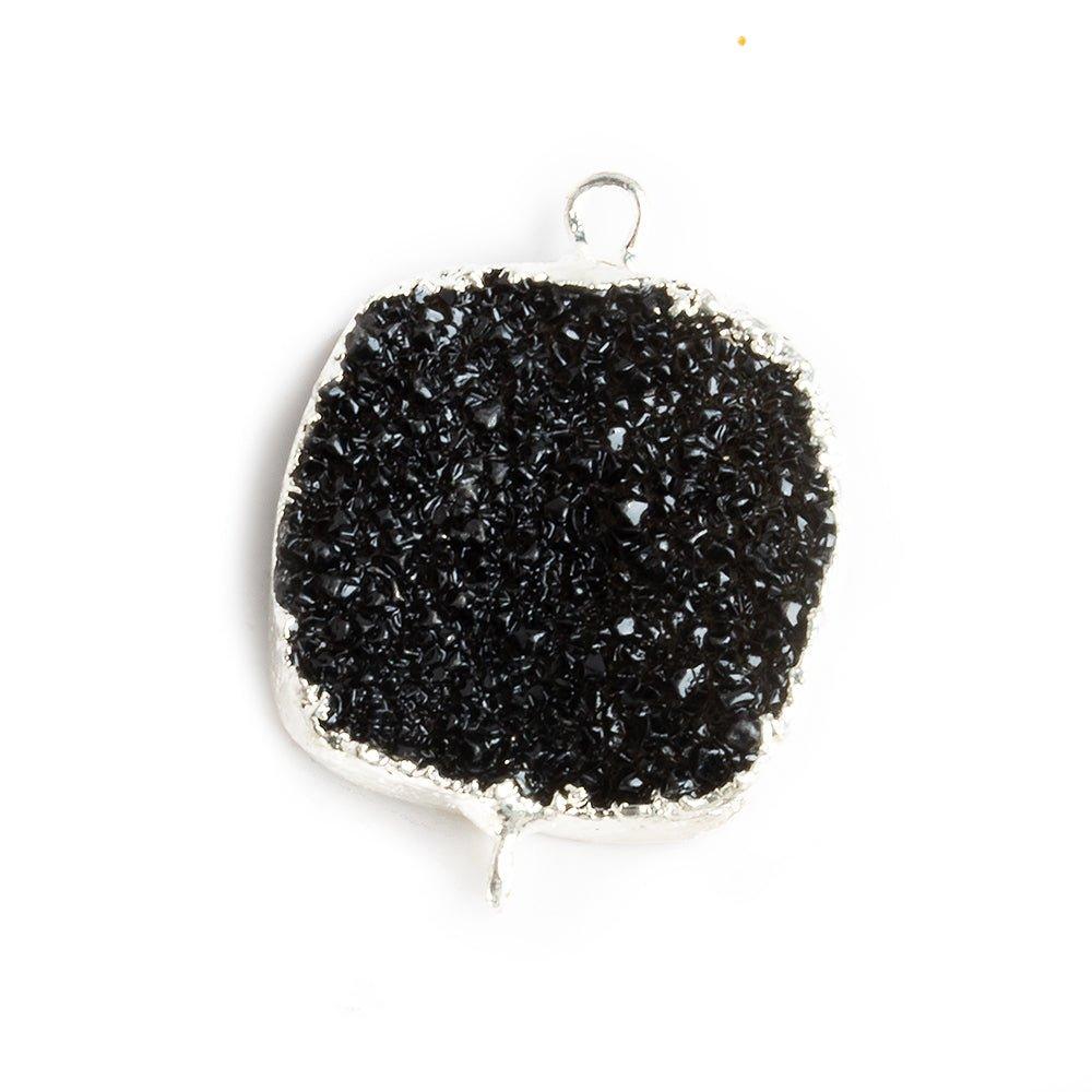 22mm Silver Leafed Black Drusy Square Connector Focal 1 bead - The Bead Traders