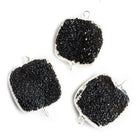 22mm Silver Leafed Black Drusy Square Connector Focal 1 bead - The Bead Traders