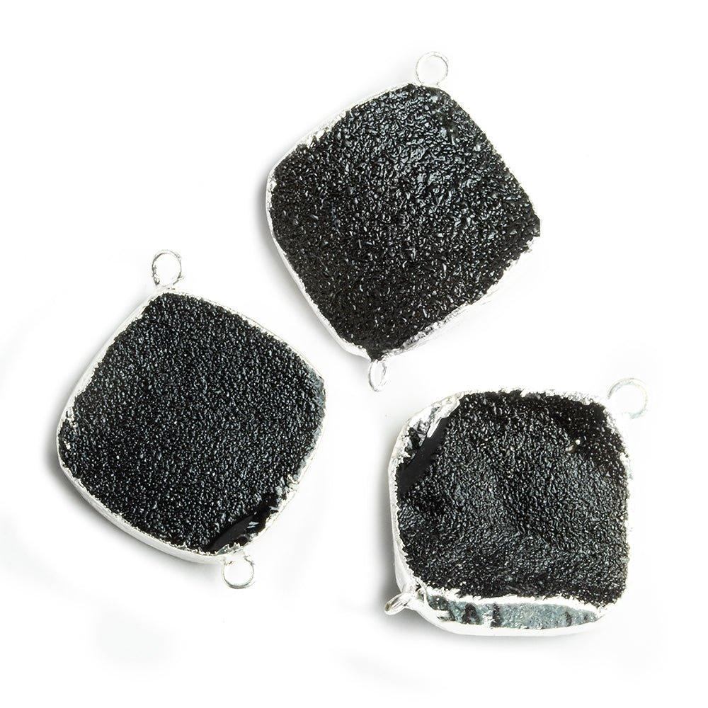 22mm Silver Leafed Black Drusy Square Corner Connector 1 bead - The Bead Traders